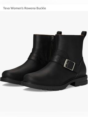 Teva Women's Rowena Buckle Black Leather Boots 1141354